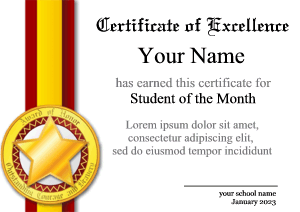 certificate template, medal