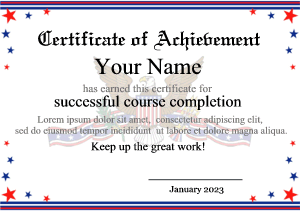 certificate template, eagle, American flag