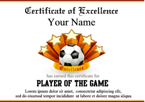 certificate template, soccer