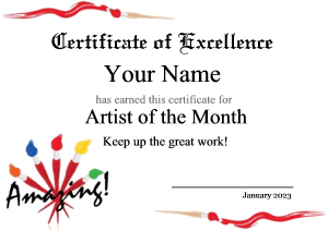 art contest certificate, paint brush border