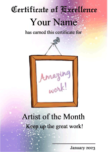 art certificate, photo, frame, airbrush