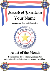 art certificate, USA template, stars and stripes