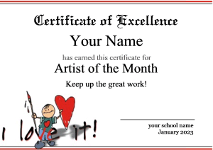 art certificate for kids, contest award