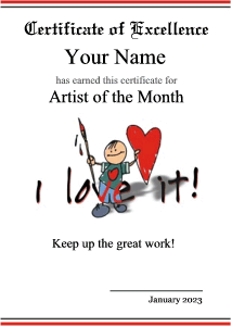 cute art certificate, love, heart