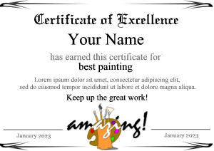 art certificate for kids