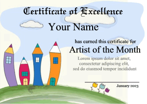cute art certificate template
