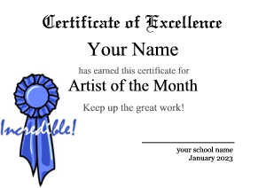 certificate template, blue ribbon, winner