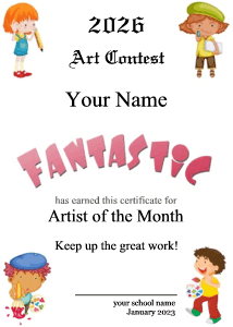 school certificate, art class, kids