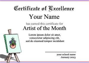 certificate border, art contest, easel, painting