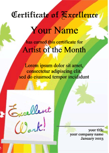 art certificate, rainbow background