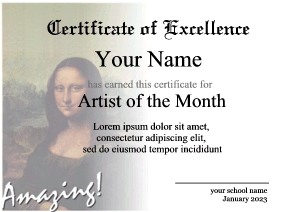 Mona Lisa certificate border
