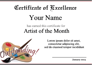 art certificate border, paint brush