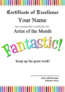 art certificate template, colored pencil border