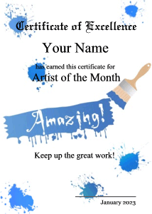 art certificate template, paint splatter border