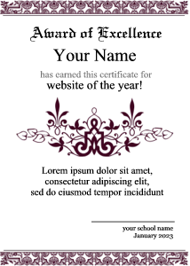 certificate border, open, floral crest