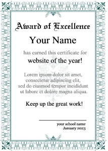 award certificate template, heart border