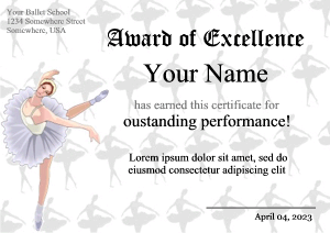 ballerina award certificate