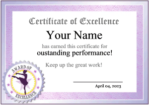ballet certificate template