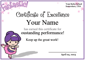 cute ballet certificate