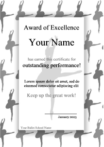 ballet certificate border