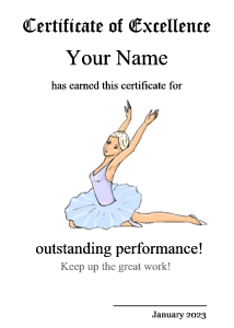 ballet certificate for kids
