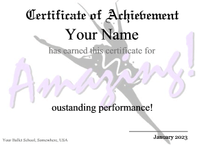 ballet award certificate
