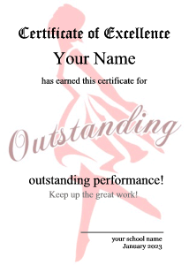 certificate for dance