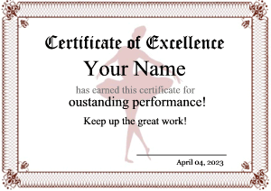formal ballet certificate