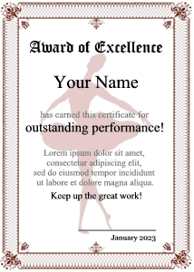 certificate template, ballet, formal border