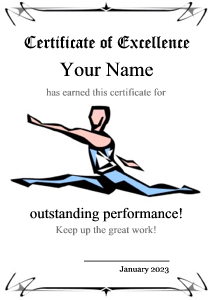 certificate template, male ballet dancer