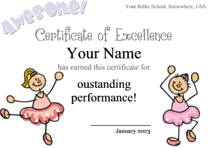 ballet certificate for kids