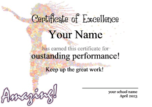 certificate template, modern dance
