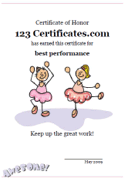 dance certificate templates