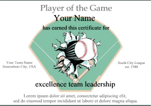 certificate template, baseball, baseball field background