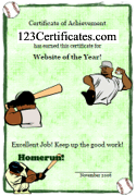 baseball certificates