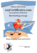 baseball certificate design