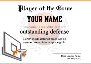 basketball certificate template