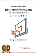 basketball award certificate