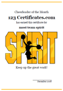 personalized cheerleading certificate