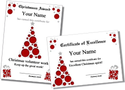 Christmas tre, present and ornament award template