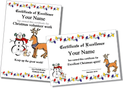 Snowman and reindeer award template