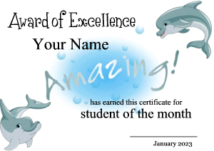 certificate template, dolphins, sea animals
