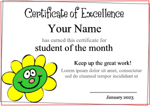 certificate template, flower, smiley, landscape