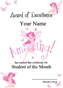 cute certificate template, fairy princess, pink frame