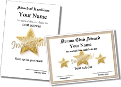 best actress award, certificate