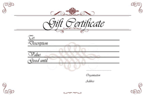 GIFT CERTIFICATE TEMPLATE