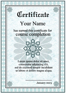 diploma border, snowflake pattern, blue