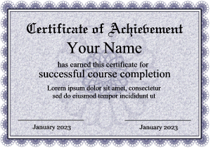 certificate template, blue border