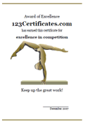 women's gymnastics award certificate