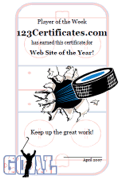 Certificate Template Hockey Free Printable Ice Hockey Award Certificates and Hockey Certificate Templates